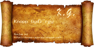 Knopp György névjegykártya